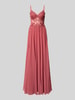 LUXUAR FASHION maxi-jurk met stitchings en met siersteentjes Oudroze