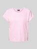 monari T-shirt met geribde ronde hals Roze