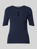 More & More Gebreid shirt van viscosemix met cut-out Marineblauw