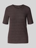 OPUS Strickshirt mit Rundhalsausschnitt Modell 'Sulchen' Schoko