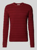 Tom Tailor Regular Fit Strickpullover aus reiner Baumwolle mit Strickmuster Bordeaux