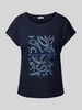 s.Oliver RED LABEL Relaxed fit T-shirt van een mix van katoen en viscose met artworkprint Marineblauw