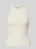 Only Slim Fit Top aus Feinstrick-Viskose-Mix Modell 'GEMMA' Offwhite