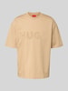 HUGO T-shirt met labelprint, model 'Dinkee' Beige