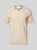 Profuomo Poloshirt met V-hals en zijde Beige