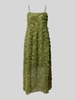Vila Knielange jurk met structuurmotief, model 'LEONORA' Rietgroen
