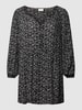 KAFFE Curve Blouseshirt met all-over motief, model 'Riona' Zwart