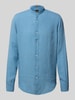 BOSS Orange Regular Fit Leinenhemd mit Stehkragen Modell 'Race' Rauchblau