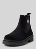 Tommy Jeans Chelsea boots van leer met labelpatch Zwart