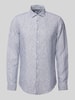 SEIDENSTICKER Slim fit zakelijk overhemd van linnen met streepmotief Marineblauw