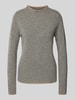 Christian Berg Woman Regular Fit Longsleeve aus reiner Wolle in Strick-Optik Mittelgrau Melange