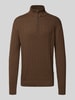 Lindbergh Schipperstrui met kabelpatroon en labeldetail Middenbruin