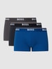 BOSS Boxershort met elastische band met logo in een set van 3 stuks Koningsblauw