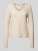 Tommy Hilfiger Pullover mit abgerundetem V-Ausschnitt Modell 'SOFT WOOL' Beige