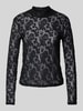 JAKE*S STUDIO WOMAN Semitransparentes Longsleeve mit Stehkragen Black