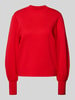 Jake*s Collection Gebreide pullover met ballonmouwen en ronde hals Kersenrood