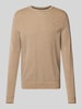 Lerros Gebreide pullover met ribboorden Beige