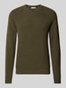 SELECTED HOMME Gebreide pullover met ribboorden, model 'ROSS' Donkergroen