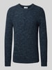 SELECTED HOMME Sweter z dzianiny z okrągłym dekoltem model ‘NEWVINCEBUBBL’ Jeansowy niebieski