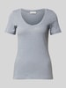 Marc O'Polo Slim Fit T-Shirt aus reiner Baumwolle mit V-Ausschnitt Rauchblau