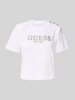 Guess Kort T-shirt met labelprint Wit