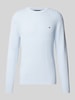 Tommy Hilfiger Slim Fit Strickpullover mit Fischgrät-Struktur Hellblau