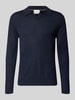 ROY ROBSON Gebreide pullover van scheerwol met polokraag en v-hals Marineblauw