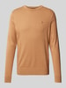 Tommy Hilfiger Sweter z dzianiny z wyhaftowanym logo model ‘PIMA’ Camel