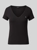 Tommy Jeans Slim fit T-shirt met V-hals Zwart