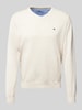 Fynch-Hatton Strickpullover mit Logo-Stitching Offwhite