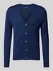 Christian Berg Men Slim fit cardigan van wolmix met V-hals Donkerblauw gemêleerd