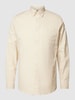 SELECTED HOMME Freizeithemd mit Button-Down-Kragen und unifarbenem Design Beige