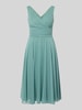 TROYDEN COLLECTION Knielange cocktailjurk van Chiffon met V-hals Mintgroen