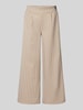 ICHI Spodnie materiałowe z szeroką, skróconą nogawką model ‘Kate’ Beżowy