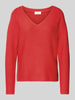 s.Oliver RED LABEL Comfort Fit Strickpullover aus Baumwoll-Mix mit V-Ausschnitt Rot