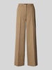 Cambio Relaxed fit linnen broek met steekzakken Chocoladebruin