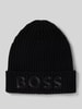 BOSS Beanie met labelstitching, model 'Lara' Zwart