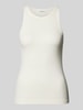 Knowledge Cotton Apparel Tanktop in Ripp-Optik Offwhite