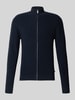 Matinique Slim fit gebreid jack met opstaande kraag, model 'Alagoon' Donkerblauw