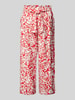 comma Spodnie materiałowe z szerokimi nogawkami i wiązanym paskiem Czerwony