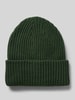 Pieces Beanie aus Rippstrick mit Umschlag Modell  'HEXO' Dunkelgruen