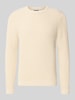 REVIEW Sweter dzianinowy z czystej bawełny o kroju regular fit Écru