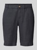 Mazine Korte linnen broek in effen design, model 'Littlefield' Donkerblauw