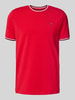 Christian Berg Men T-shirt met ribboorden Rood