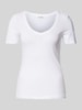 Marc O'Polo Slim Fit T-Shirt aus reiner Baumwolle mit V-Ausschnitt Weiss