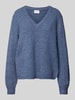 Vila Gebreide pullover met extra brede schouders, model 'BELUNA' Blauw