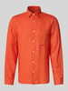 Marc O'Polo Regular fit linnen overhemd met opgestikte borstzak  Oranje