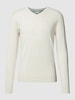 Tom Tailor Gebreide pullover met labelstitching, model 'BASIC' Offwhite