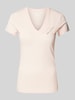 ARMANI EXCHANGE T-shirt met label met siersteentjes Abrikoos