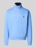 MCNEAL Relaxed Fit Troyer aus Baumwoll-Mix mit Troyer-Kragen Hellblau